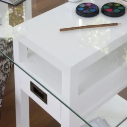 Banak Mesas De Escritorio Y Estudio*Damet Blanco Pincelado