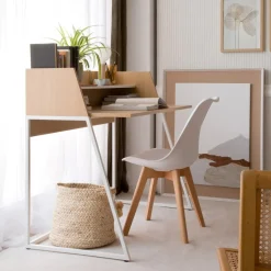 Banak Mesas De Escritorio Y Estudio*Matisse Roble Light/Lacado Blanco