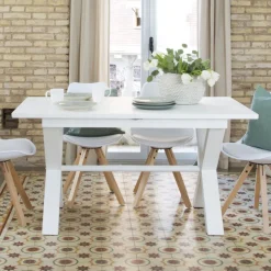 Banak Mesas De Comedor Y Salón*Naish Blanco Pincelado