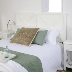 Banak Cabeceros De Madera*Niza Blanco Pincelado