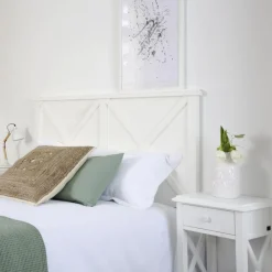 Banak Cabeceros De Madera*Niza Blanco Pincelado